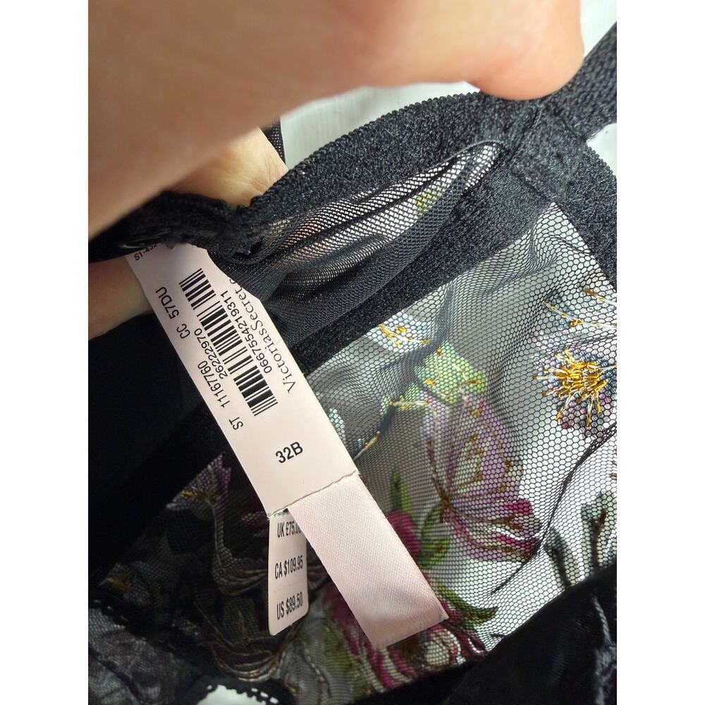 NEW VICTORIA'S SECRET DREAM ANGELS BLACK FLORAL BRA TOP BUSTIER CORSET SZ 32B - Picture 6 of 10